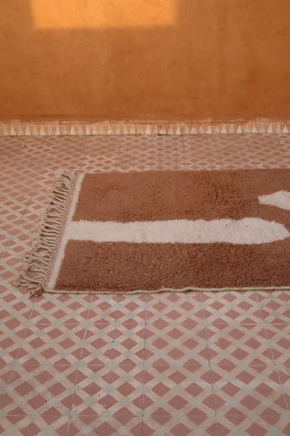 Tapis Berbère Béni Ouarain Moderne Beige Foncé Blanc - 160 x 110 cm Néda