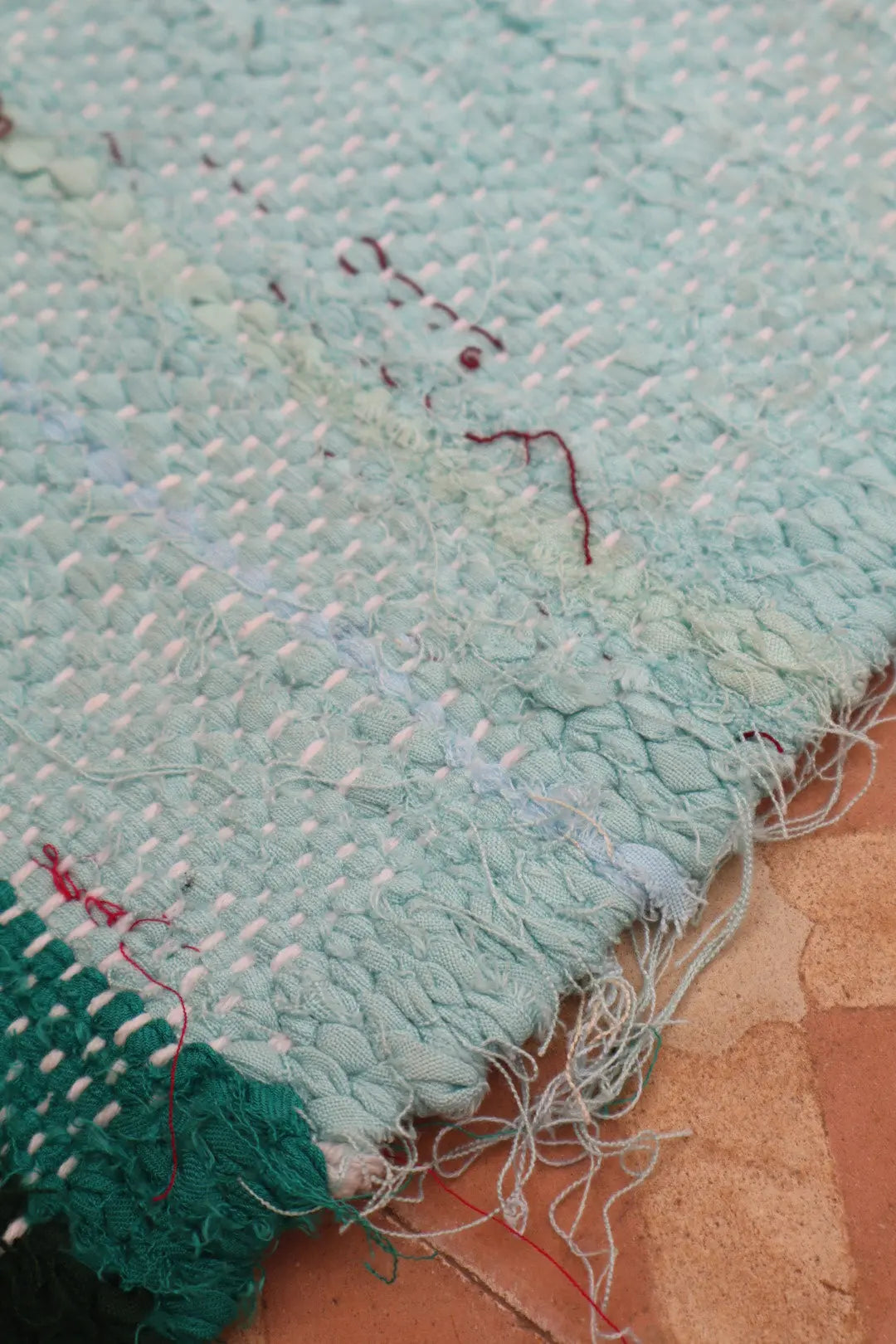 Tapis Berbère Coloré Kilim Boucherouite Bleu Ciel Multicolore   - 242 x 144 cm Néda