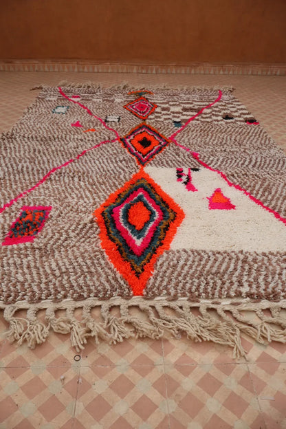 Tapis Berbère Coloré Azilal Motifs Blanc Motfis Multicolore-  247 x 160 cm Néda