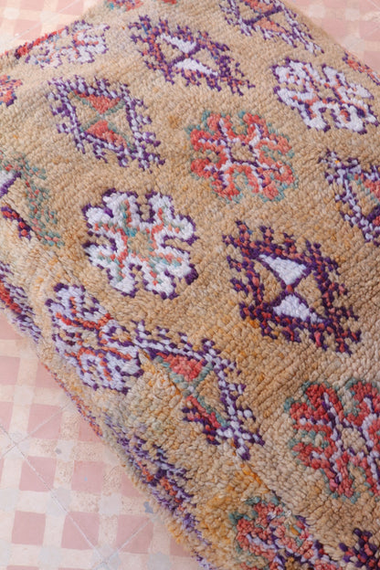 Pouf Berbère XL Beige Foncé à Motifs Néda