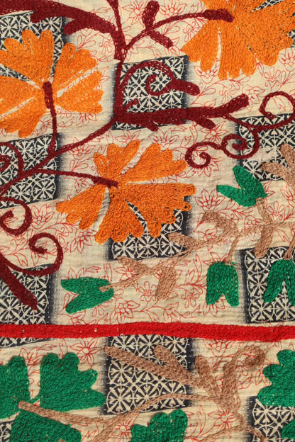 Kantha Suzani indien Brodé Pêche – Coton Néda