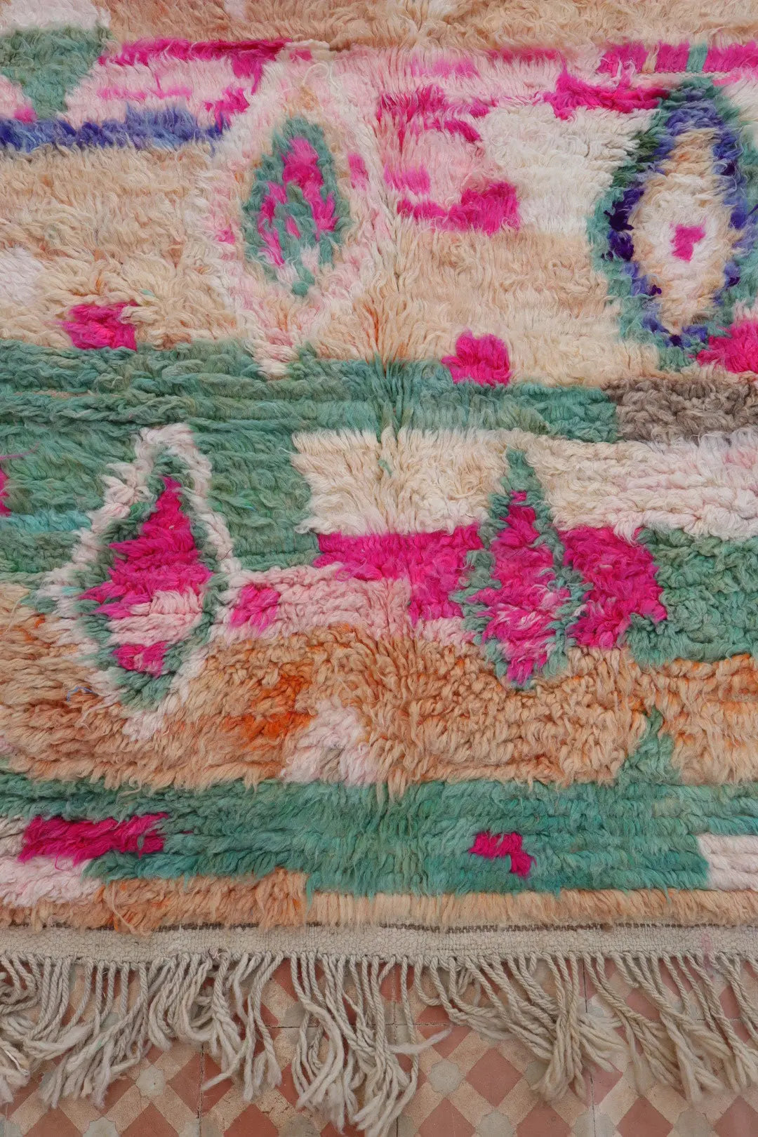 Alfombra Bereber Boujad Colorida Beige Turquesa Rosa - 233 × 142 cm Néda