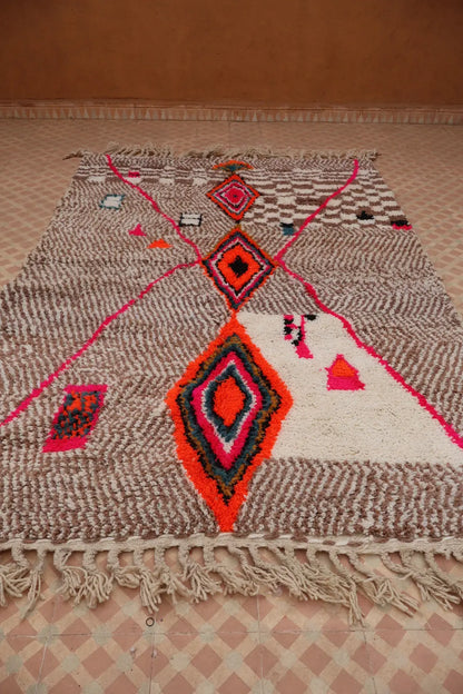 Tapis Berbère Coloré Azilal Motifs Blanc Motfis Multicolore-  247 x 160 cm Néda