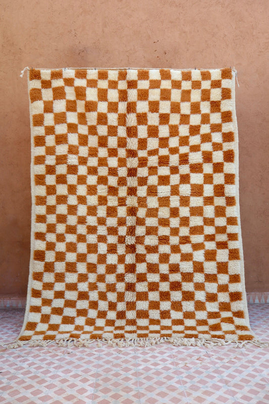 Tapis Berbère à Damiers Inversés Marrons Azilal - 206 x 154 cm Néda