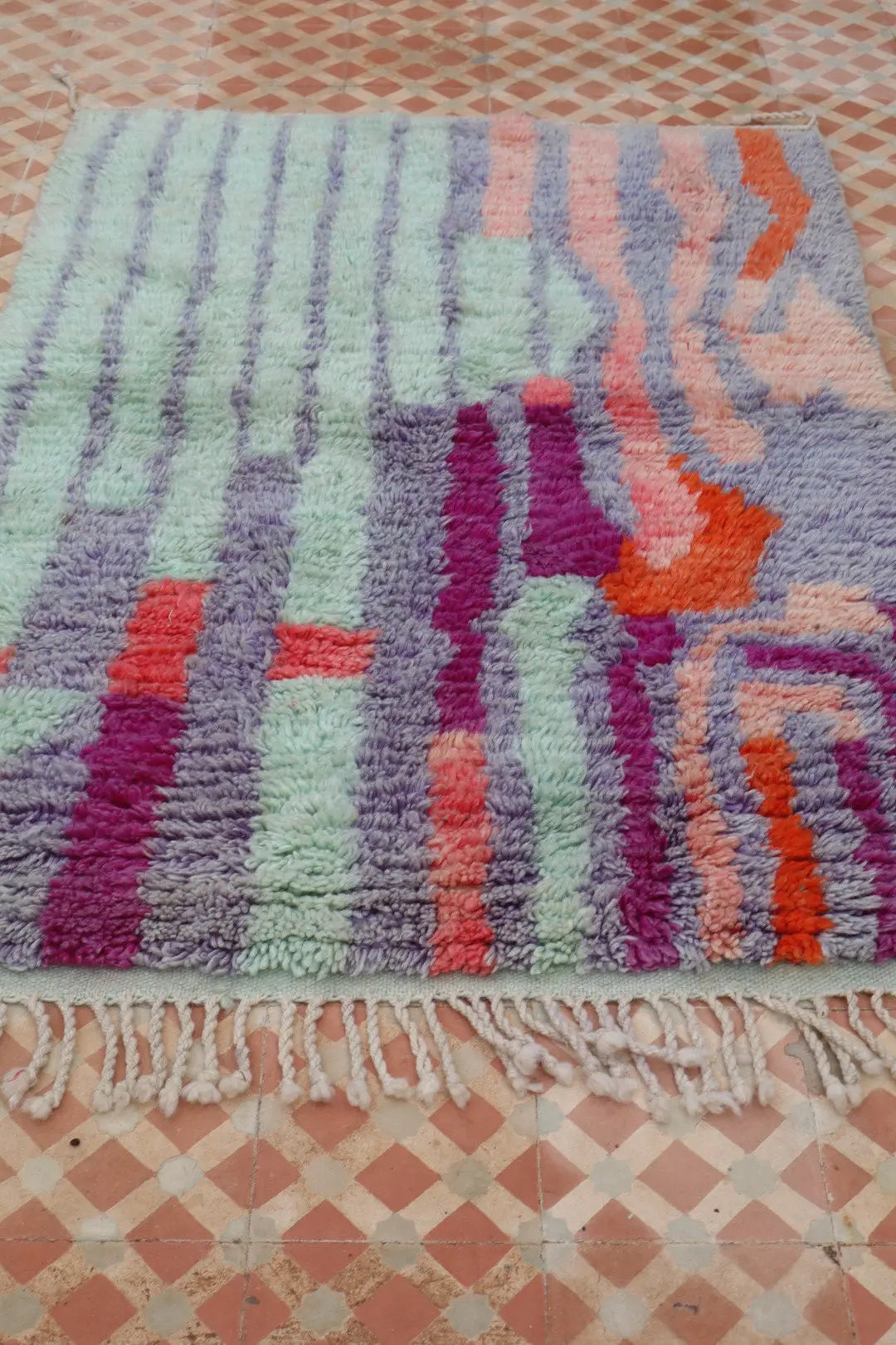 Alfombra Bereber Boujad Colorida Lila Turquesa - 151 × 106 cm Néda