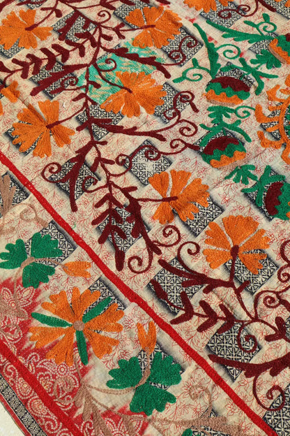 Kantha Suzani indien Brodé Pêche – Coton Néda