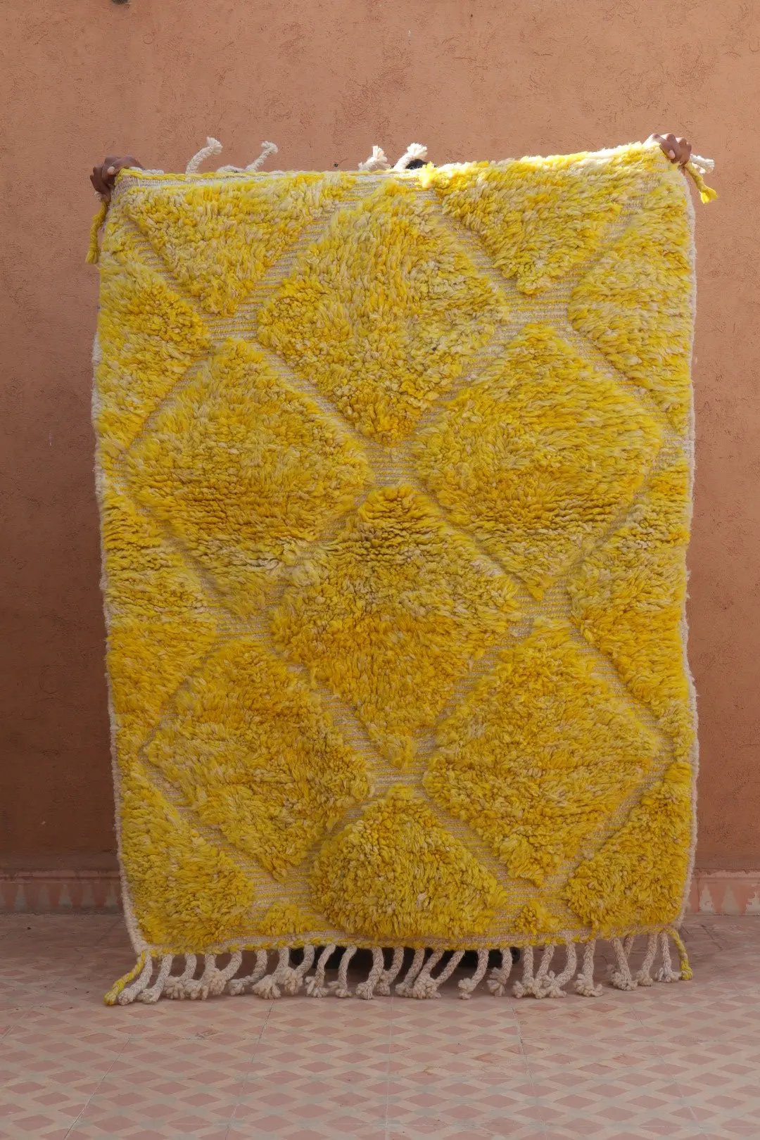 Tapis Berbère Jaune Béni Ouarain- 138 x 106 cm Néda