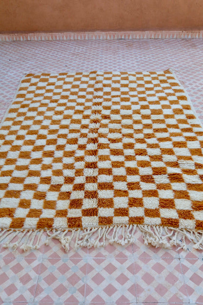 Alfombra Bereber a Cuadros Invertidos Marrones Azilal - 206 x 154 cm Néda