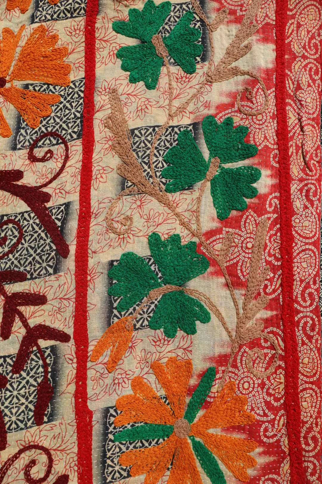 Kantha Suzani indien Brodé Pêche – Coton Néda