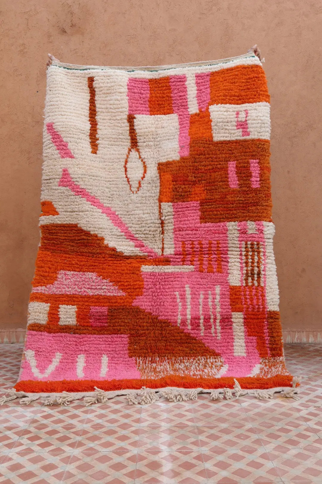 Alfombra Bereber Boujad Colorida Naranja y Rosa - 153 × 195 cm Néda