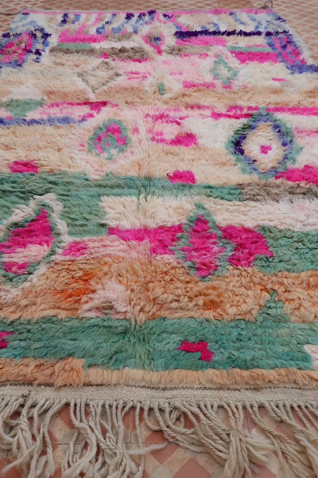Alfombra Bereber Boujad Colorida Beige Turquesa Rosa - 233 × 142 cm Néda