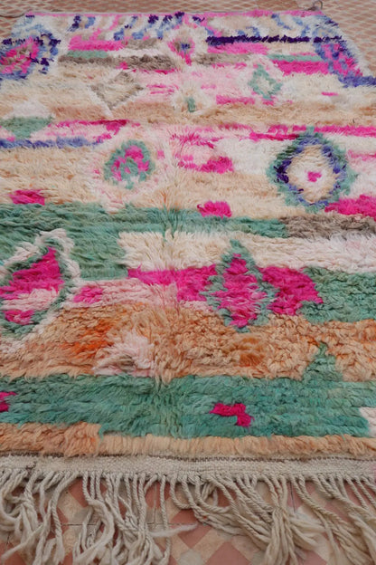 Alfombra Bereber Boujad Colorida Beige Turquesa Rosa - 233 × 142 cm Néda