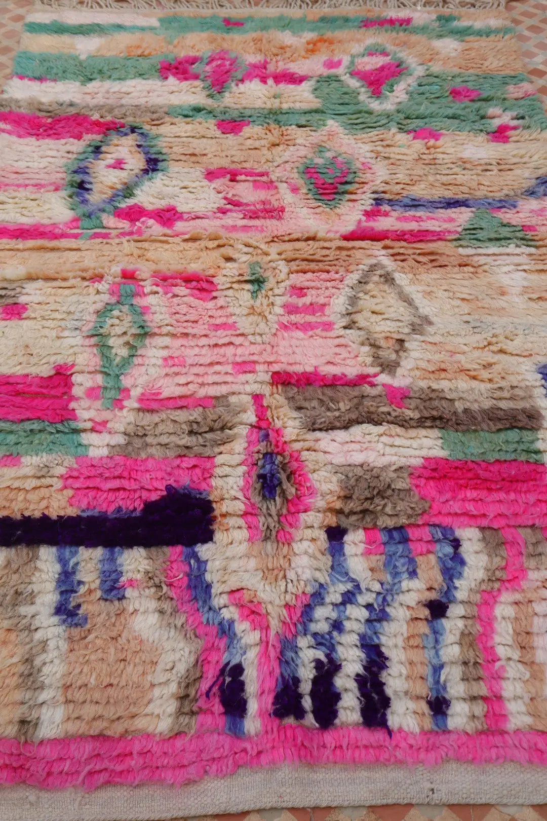 Alfombra Bereber Boujad Colorida Beige Turquesa Rosa - 233 × 142 cm Néda