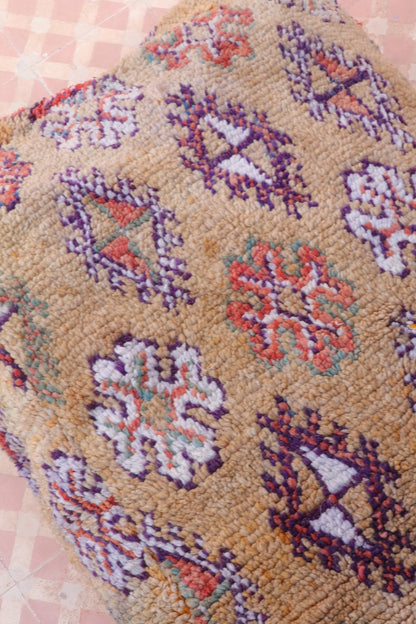 Pouf Berbère XL Beige Foncé à Motifs Néda