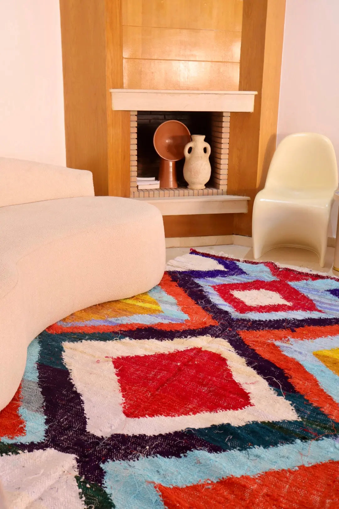 Tapis Berbère Kilim Boucherouite Coloré Multicolore Seventies - 243 x 150 cm Néda