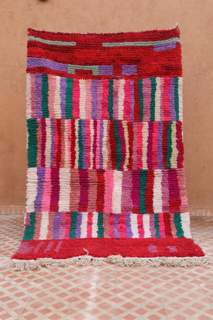 Berber Rug Boujad Colorful Red Purple Pink Green - 206 × 129 cm Néda