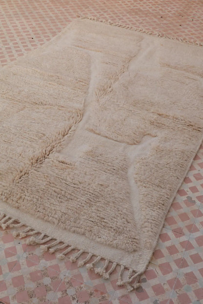 Berberteppich Beni Ouarain Weiß Modern mit Reliefs- 228 x 158 cm Néda