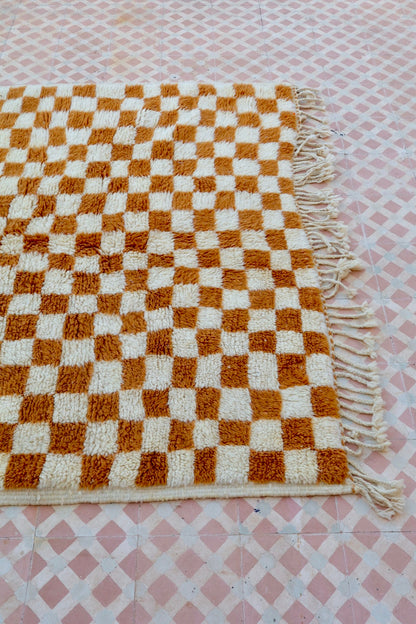 Alfombra Bereber a Cuadros Invertidos Marrones Azilal - 206 x 154 cm Néda