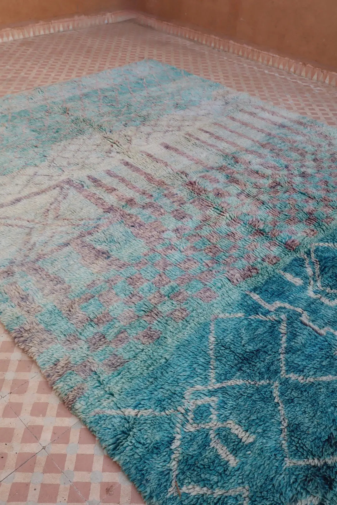 Tapis Berbère Coloré Bleu Béni Ouarain Qualité Supérieure - 290 x 212 cm Néda