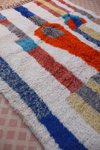 Tapis Berbère Azilal Écru Lignes Colorées- 249 x 157  cm Néda