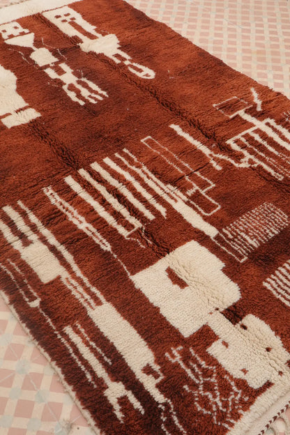 Tapis Berbère Azilal Contemporain Marron et Blanc - 238 x 143 cm Néda