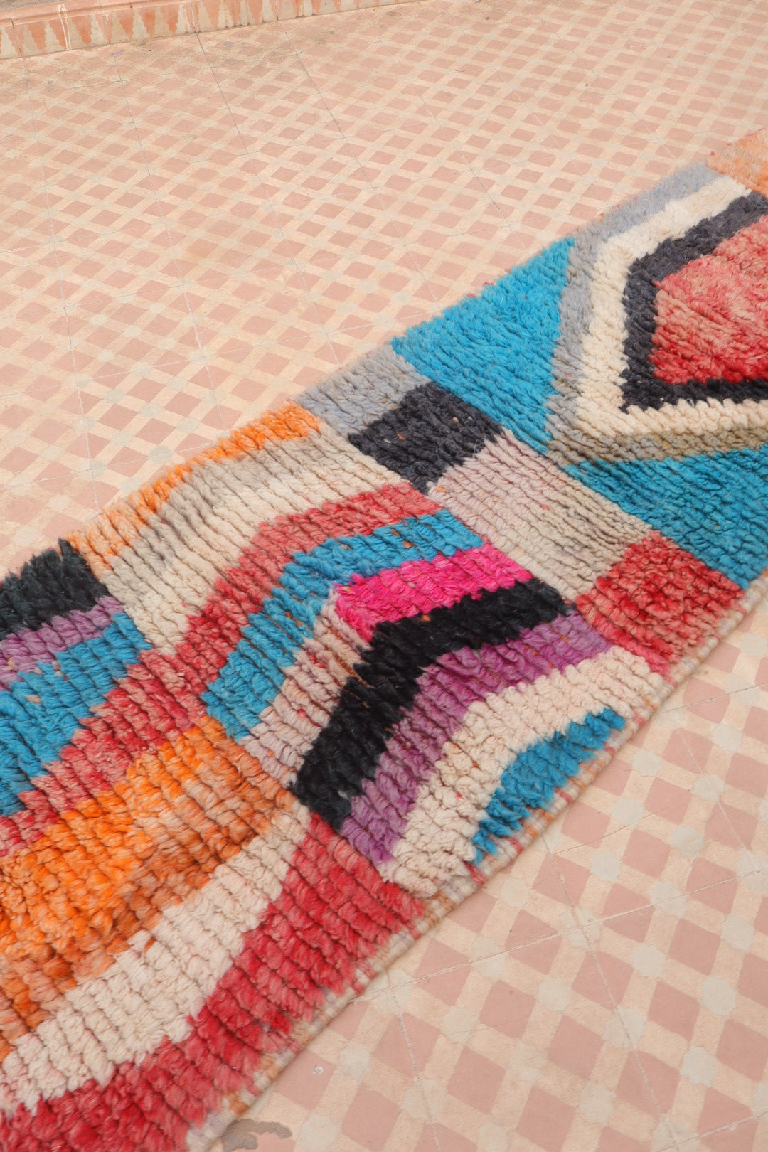 Tapis Berbère Couloir Boujad Motifs Multicolores  - 322 x 72 cm Néda