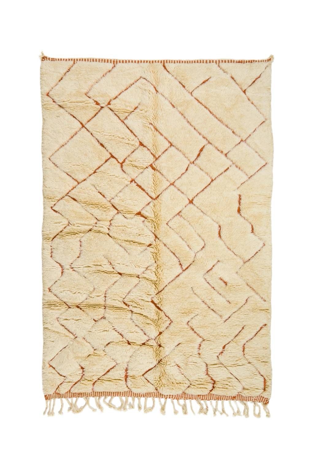 Tapis Berbère Mrirt Beige et Terracotta Motifs Reliefs- 232 x 162 cm