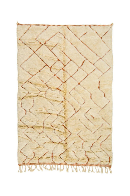 Tapis Berbère Mrirt Beige et Terracotta Motifs Reliefs- 232 x 162 cm