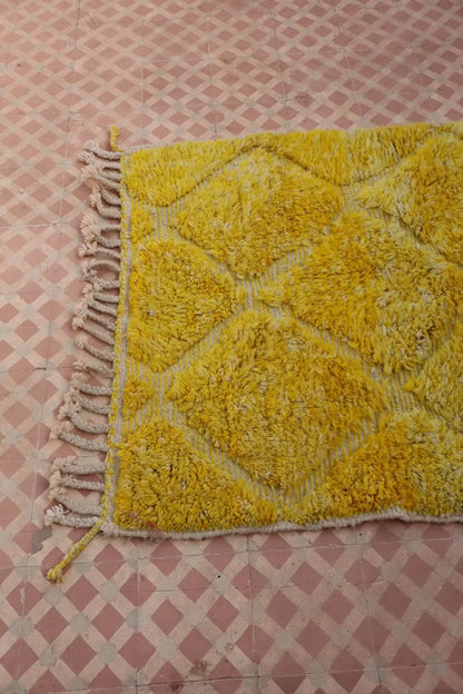 Tapis Berbère Jaune Béni Ouarain- 138 x 106 cm Néda
