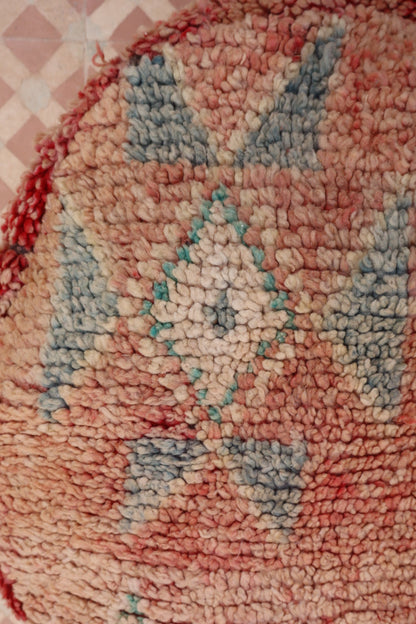 Pouf Berbère Rond BeigeTerracotta à Motifs Néda