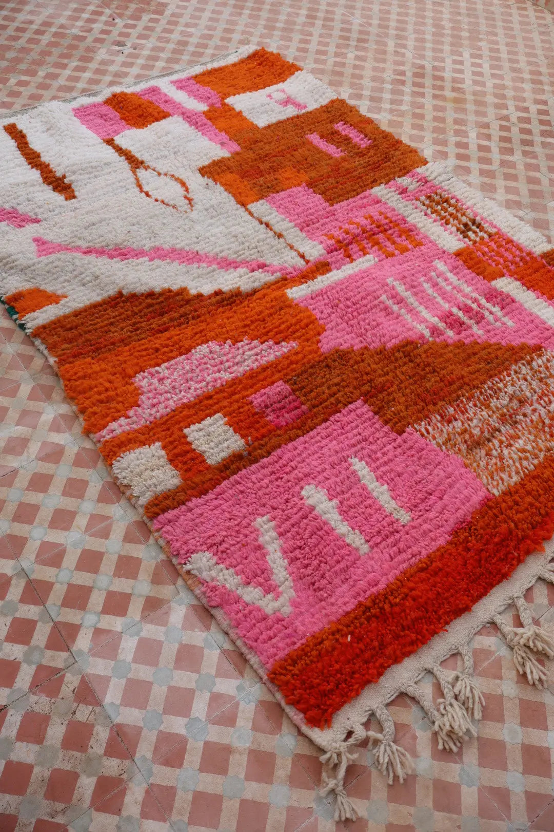Alfombra Bereber Boujad Colorida Naranja y Rosa - 153 × 195 cm Néda