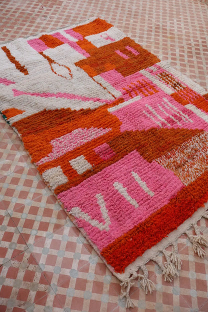 Alfombra Bereber Boujad Colorida Naranja y Rosa - 153 × 195 cm Néda