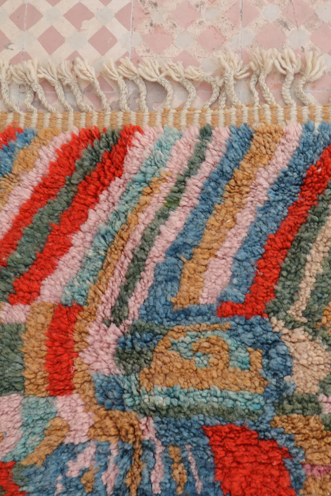 Tapis Berbère Abstrait Coloré Béni Ouarain Qualité Supérieure - Néda