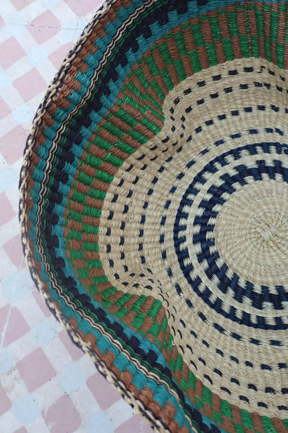 Panier Bolga Décoratif - Suspension Artisanale Colorée Vert Bleu Néda