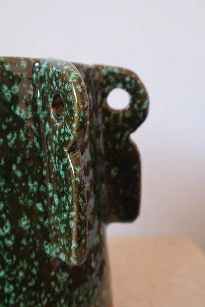 Vase Sculptural Bi Matières Vert Moucheté- SABI Néda
