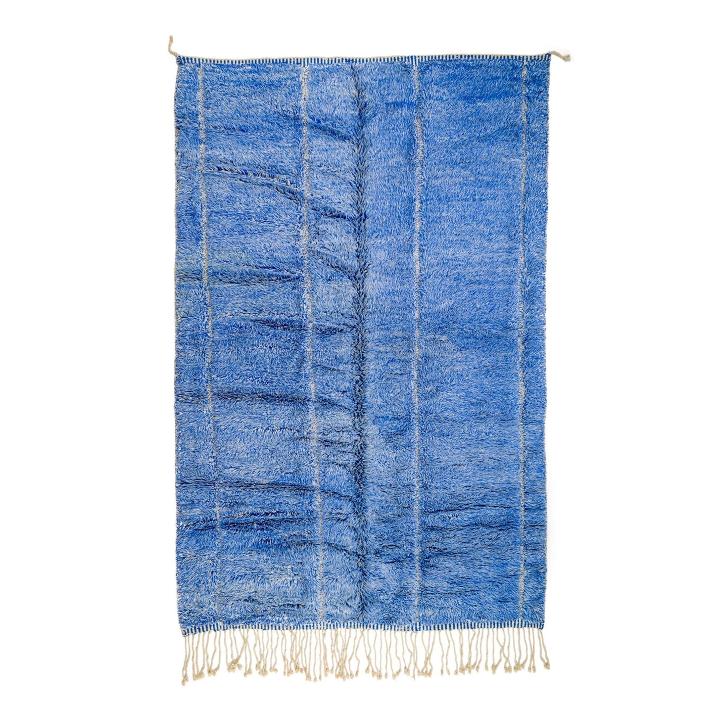 Tapis Berbère Mrirt Bleu et Blanc- 315 x 215 cm