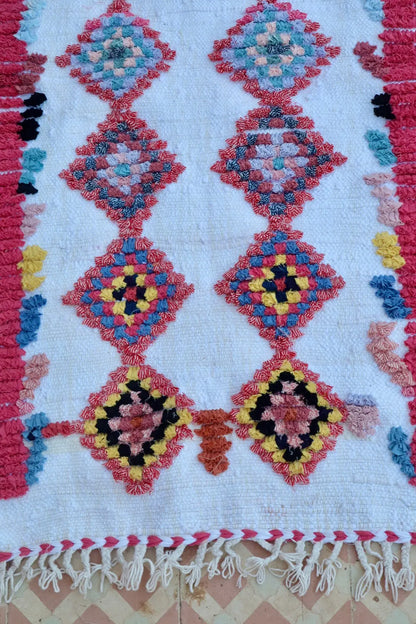 Tapis Berbère Boucherouite Coloré – Coton recyclé et lavable - 72 x 110 cm Néda