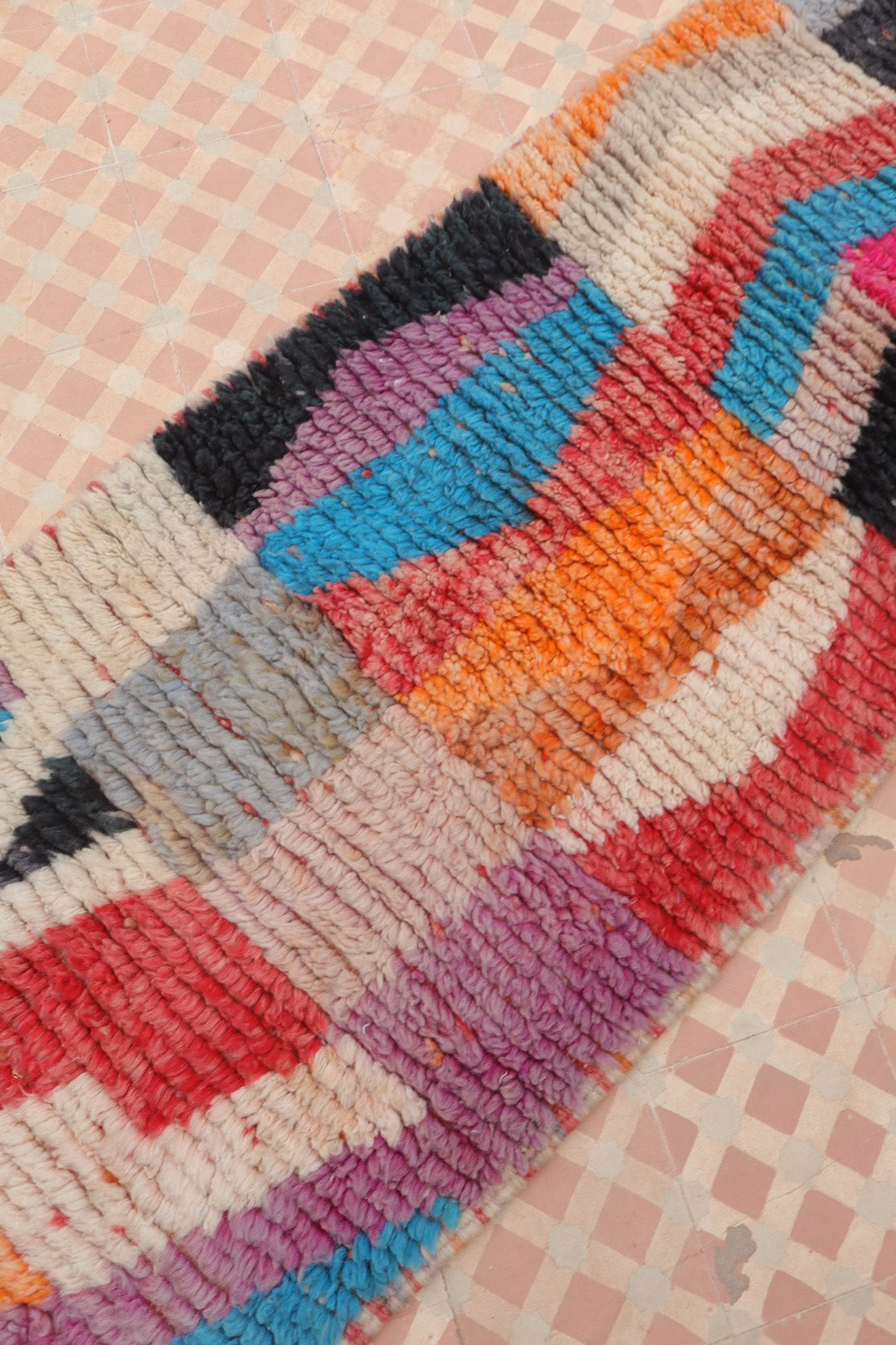 Tapis Berbère Couloir Boujad Motifs Multicolores  - 322 x 72 cm Néda