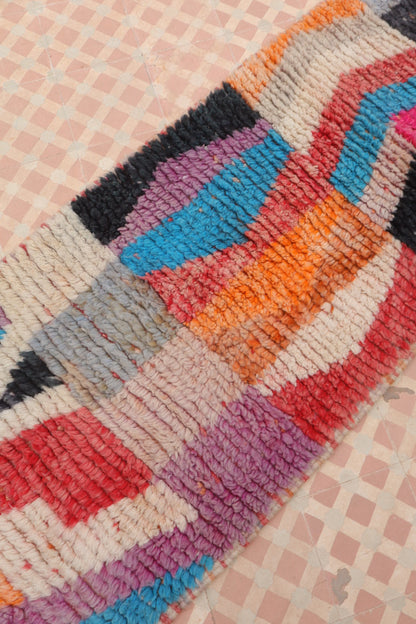 Tapis Berbère Couloir Boujad Motifs Multicolores  - 322 x 72 cm Néda
