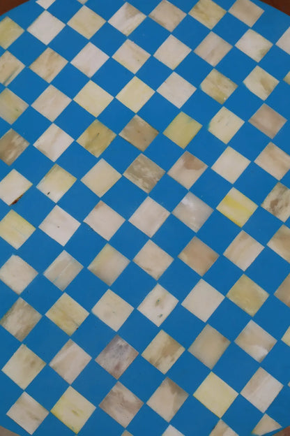 Table d’Appoint Tabouret en Os et Résine Bleu - « LADO » Néda