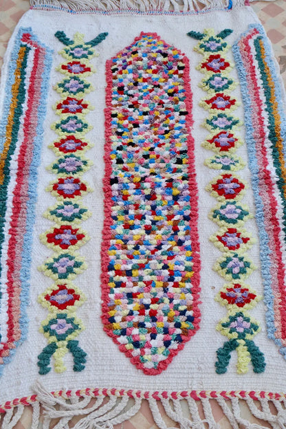 Tapis Berbère Boucherouite Coloré – Coton recyclé et lavable - 68 x 107 cm Néda