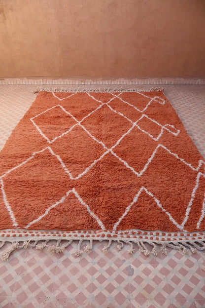 Tapis Berbère Coloré Terracotta et Blanc Béni Ouarain- 288 x 195 cm Néda