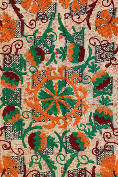 Kantha Suzani indien Brodé Pêche – Coton Néda