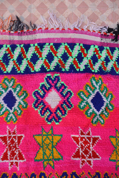 Tapis Berbère Azilal Couloir Vintage Fluo- 327 x 128 cm Néda