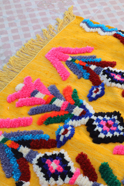 Bunter Berberteppich Sonnengelb Fluomuster- 190 x 142 cm Néda