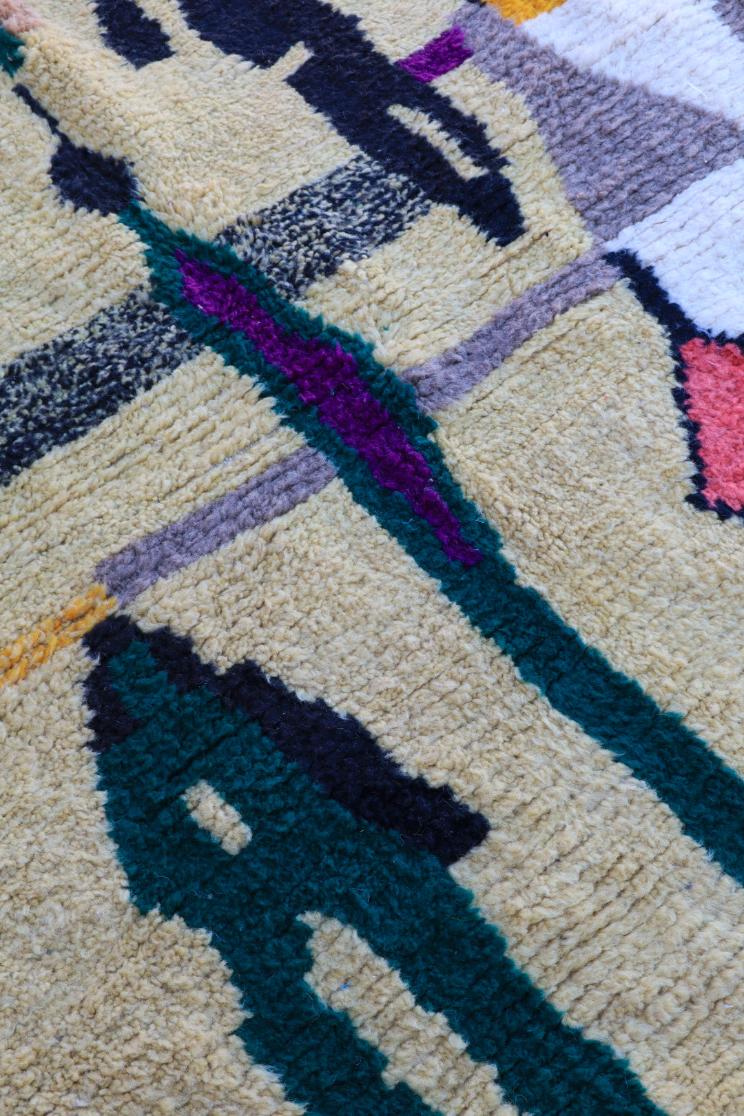 Berber boujaad Green Multicolored patterns - 246 x 175 cm