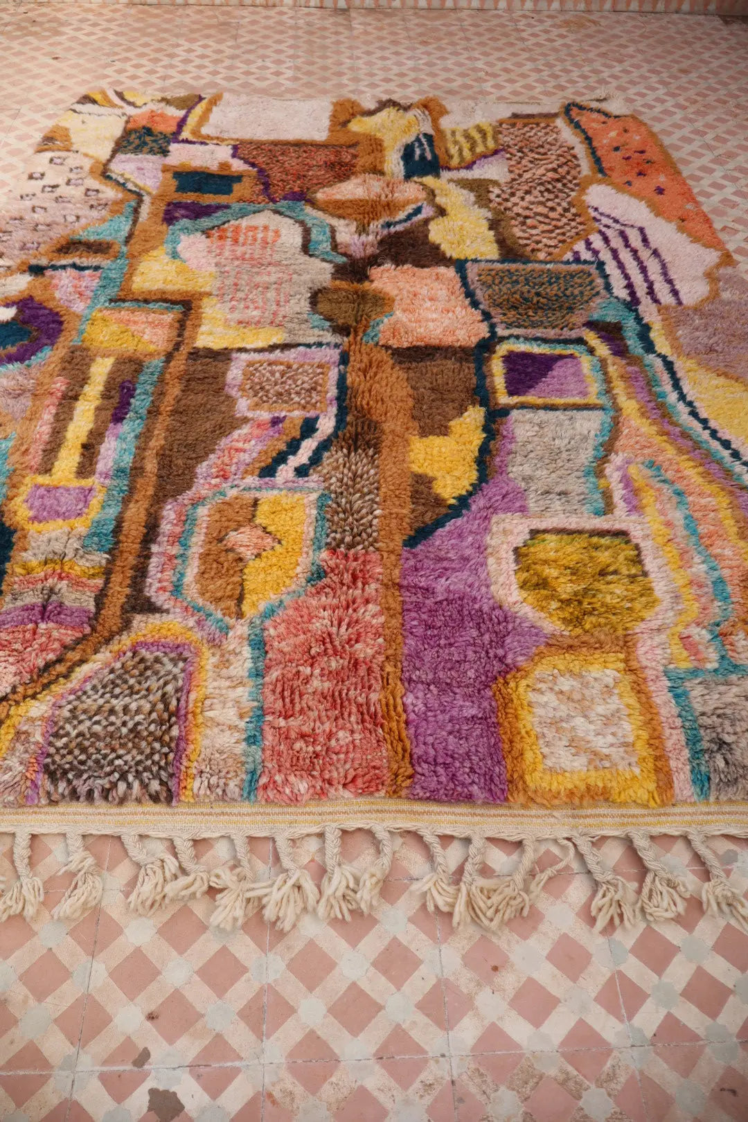 Tapis Berbère Tableau Multicolore Béni Ouarain Qualité Supérieure - 242 x 181 cm Néda
