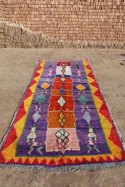 Berber tapijt Azilal Antique Lilas Multicolore - 285 x 122 cm Néda