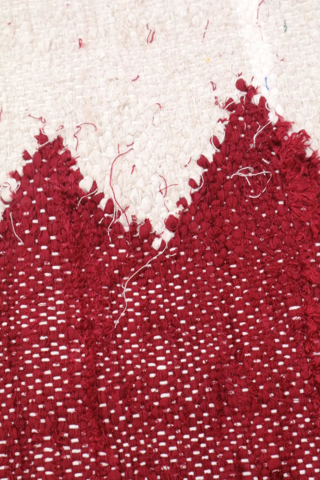Tapis Berbère Kilim Boucherouite Bordeaux et Blanc - 260 x 141 cm Néda
