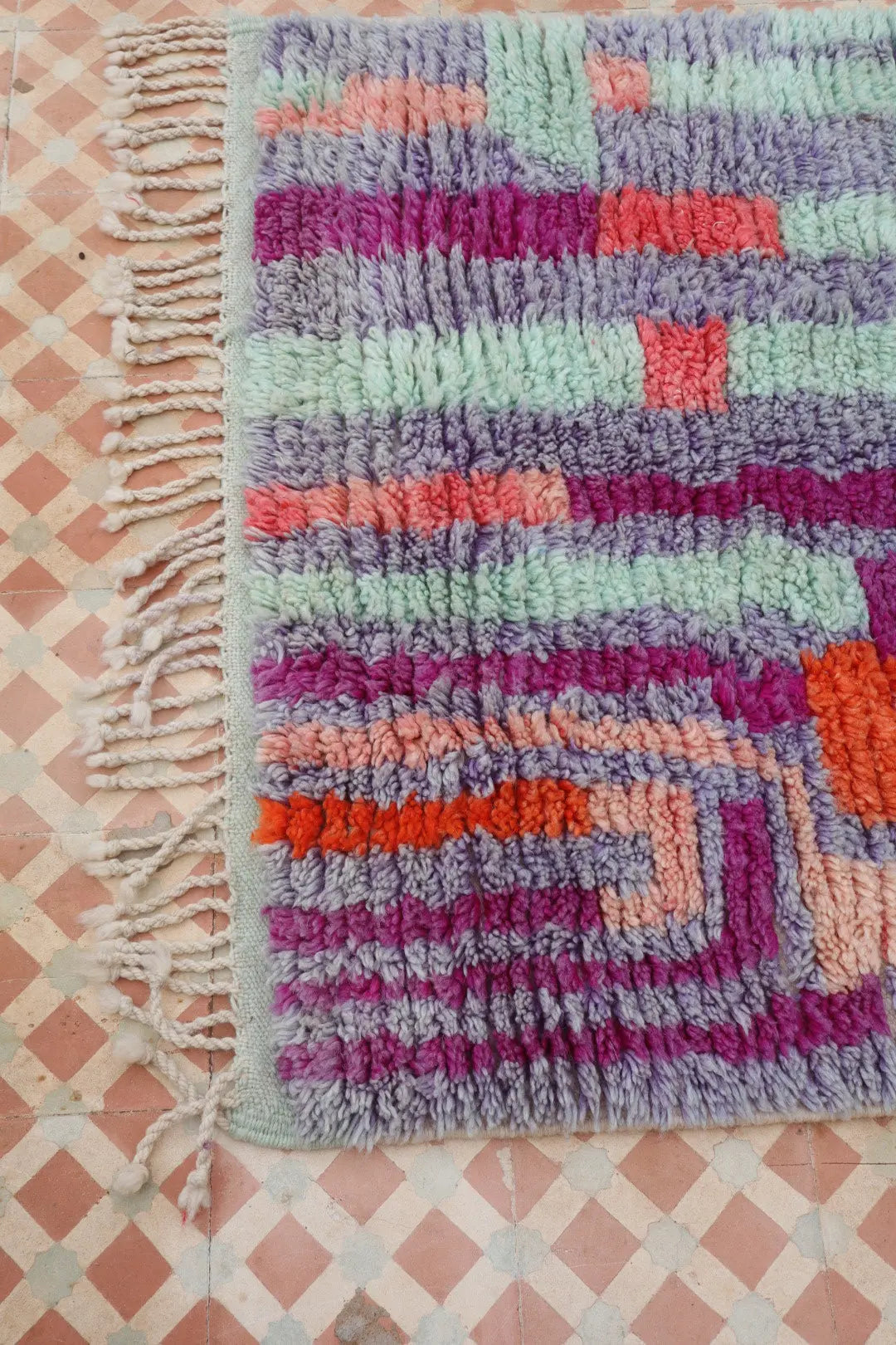 Alfombra Bereber Boujad Colorida Lila Turquesa - 151 × 106 cm Néda